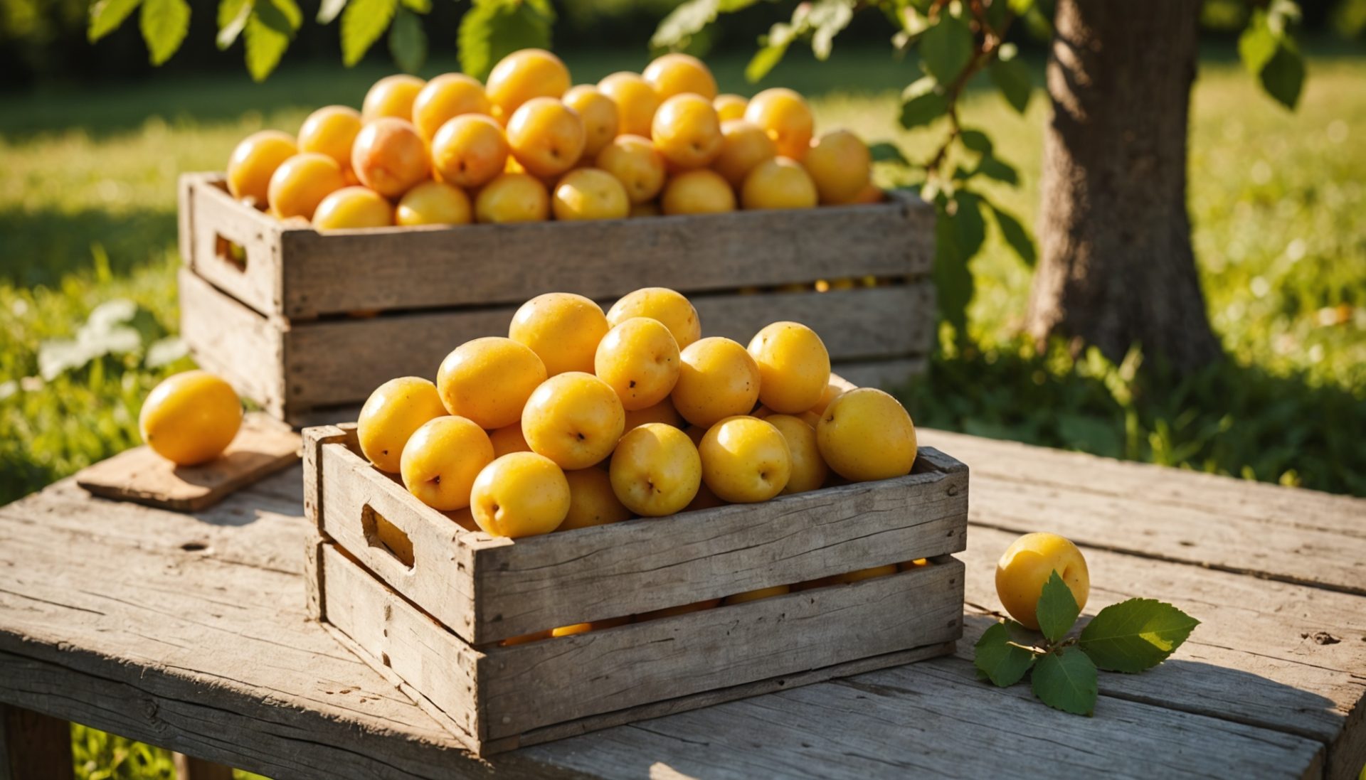 Mirabelles de Lorraine fraichement recoltees dans une cagette