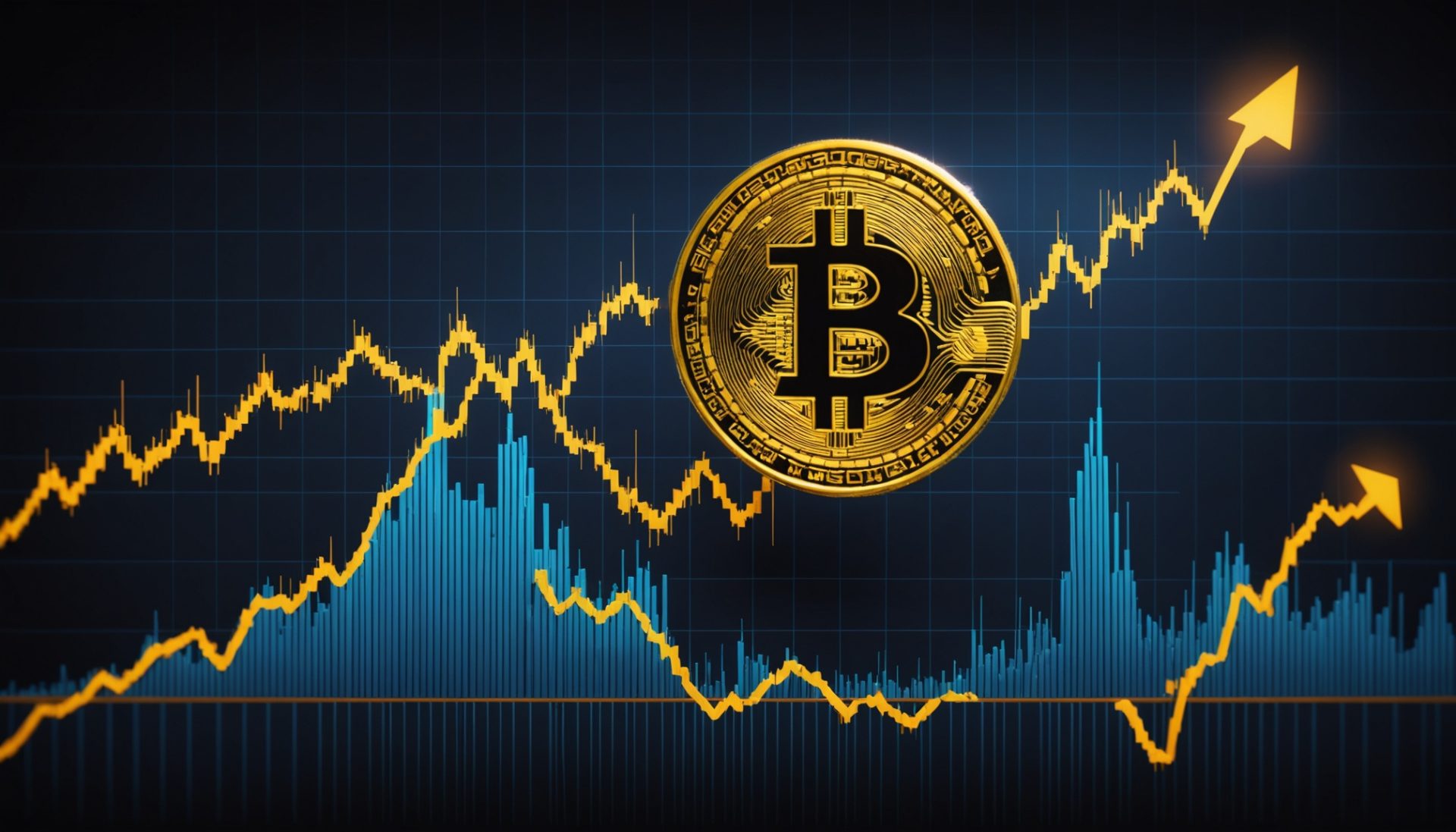 Illustration graphique boursier montrant une flambée du cours du Bitcoin